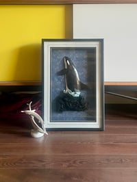 Image 1 of “From Beneath the Waves”, Leather Sculpture in Shadowbox Frame
