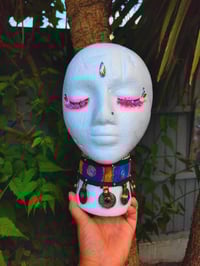 Image 4 of Fez tribal coin choker - purple blue