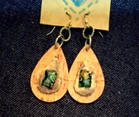 Image 1 of Cork earrings  with glass bead