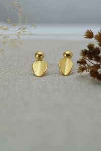 Image 2 of Small Gold Vermeil Leaf Drop Earrings – Fold Collection
