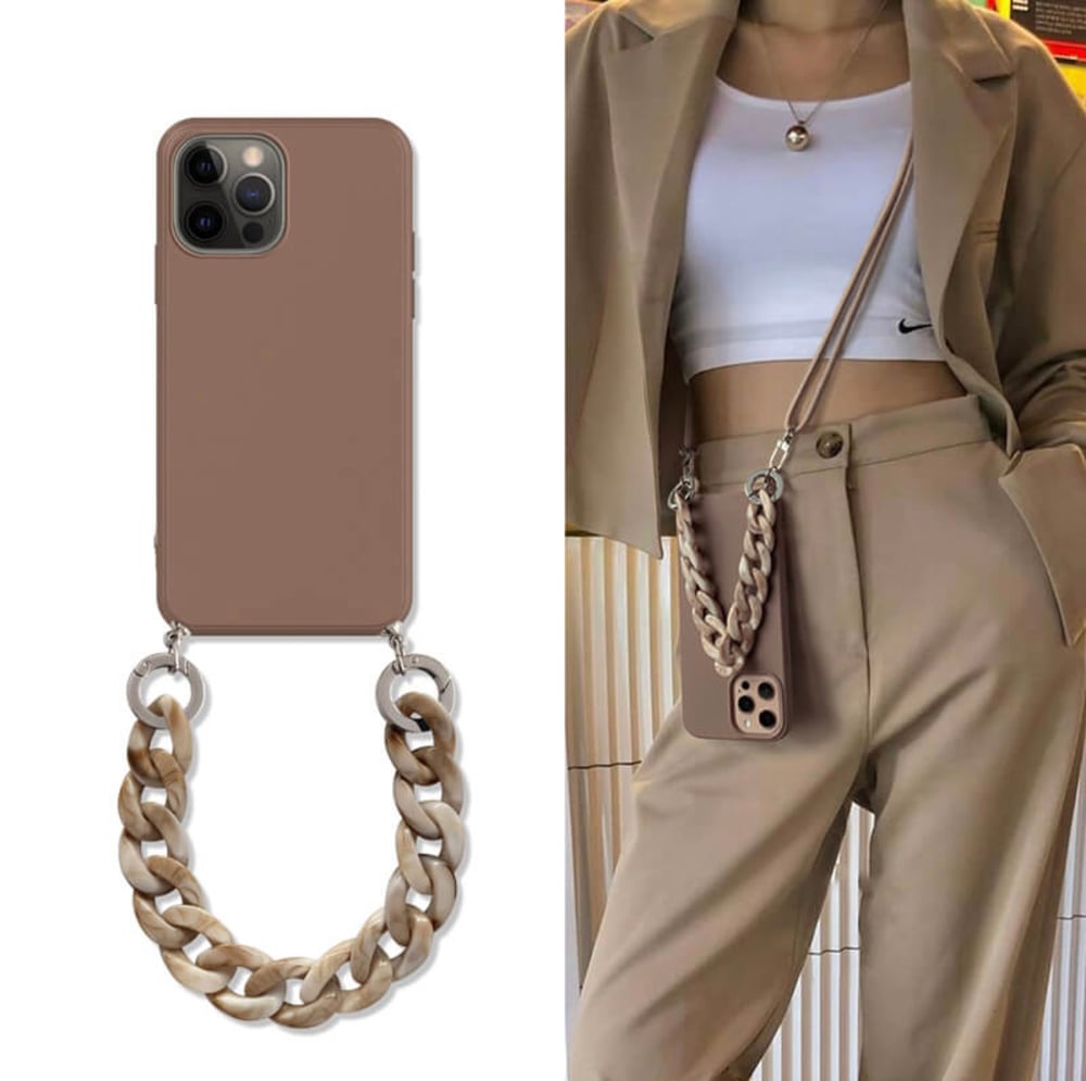 Image of Solid Color Phone Case W Chain & Lanyard