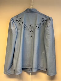 Image 8 of Blue puff sleeve shirt (l-xl)