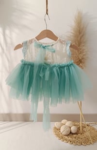 Image 2 of Sitter girls set April | size 9-12 months | turquoise | cream | cake smash