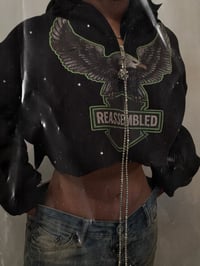 Image 2 of 1/4 zip thermal R eagle hoodie-black 