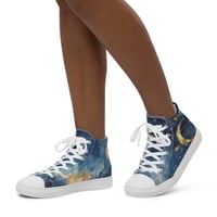 Image 5 of Celestial Constellation Night Sky Stars and Clouds Painting Women’s High Top Canvas Shoes