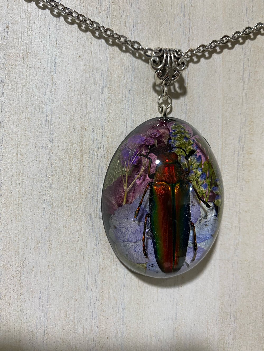 Jeweled beetle pendant 