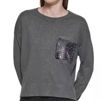 Image 1 of  DKNY beige sequin pocket sweater
