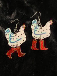 Image 4 of Chicken with Boots Earrings