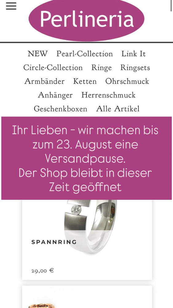 Image of Versandpause