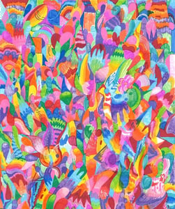Image of “A Pleasant Nightmare” Paint Markers and Crayola Washable Markers on Paper 14”x17”