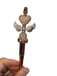 Image 2 of Rose Gold Rhinestone Heart Pen