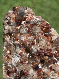 Image 4 of Smoky Quartz & Garnet Cluster On Feldspar Matrix #2484