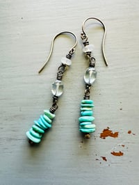 Image 6 of opal topaz and stacked turquoise earrings