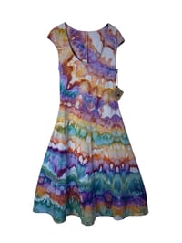Image 3 of XS Stretch Knit Fit and Flare Midi Dress in Earthy Agate Ice Dye