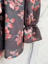 BROWN FLORAL VIYELLA BOW BLOUSE