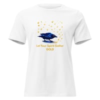 Image 3 of Women's Relaxed T-Shirt, Let Your Spirit Gather Gold Raven Tee