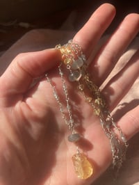 Image 2 of Natural Citrine Grey Moonstone Sterling Silver Necklace 