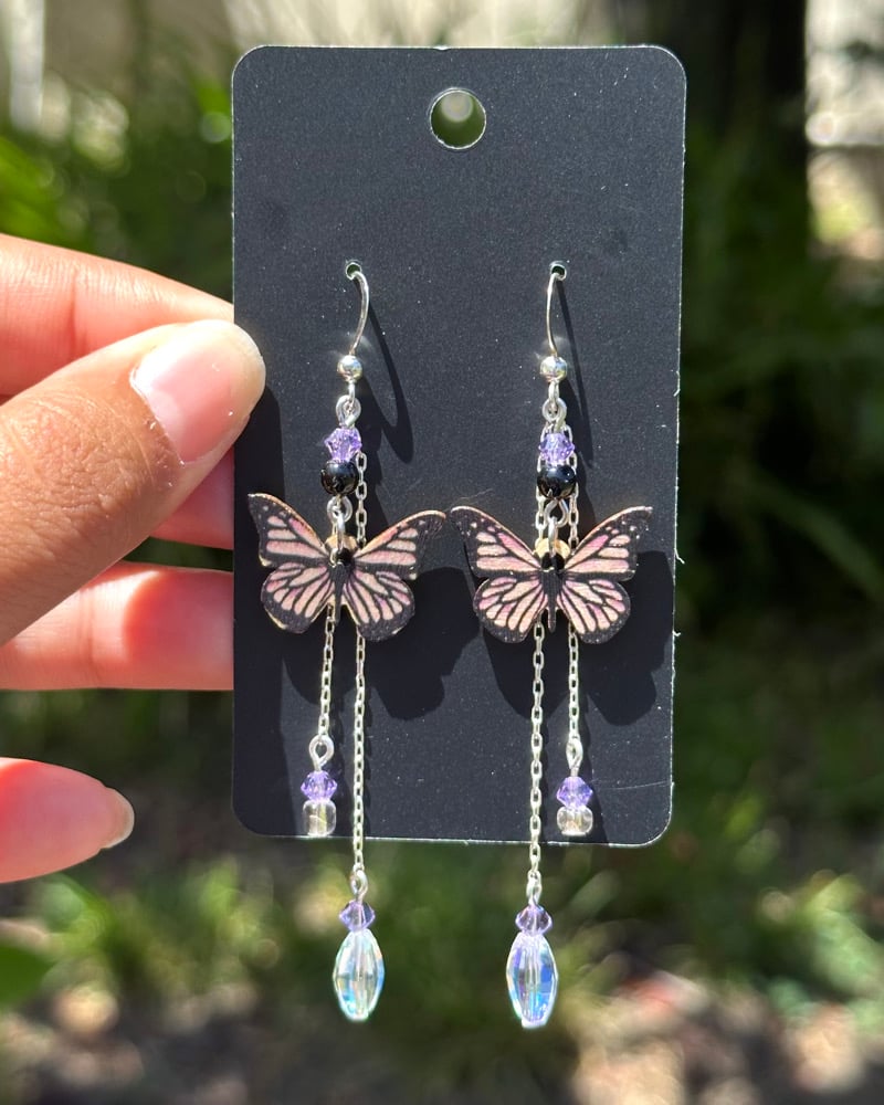 Image of wood butterfly dangles