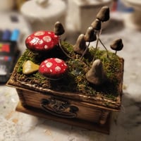 Image 3 of Mushroom & Bone Wooden Trinket Box 