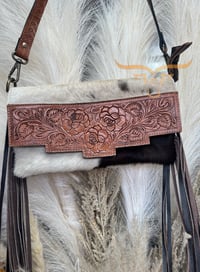 Tooled Leather Crossbody Bag