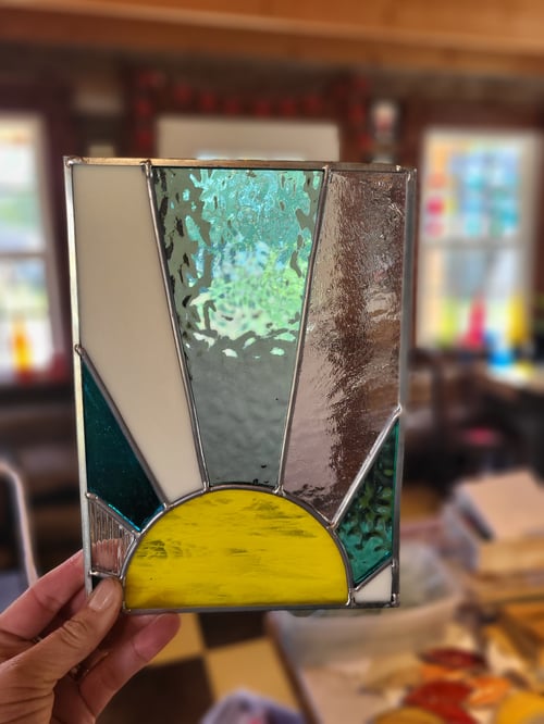 Image of Sunrise mini panel- stained glass