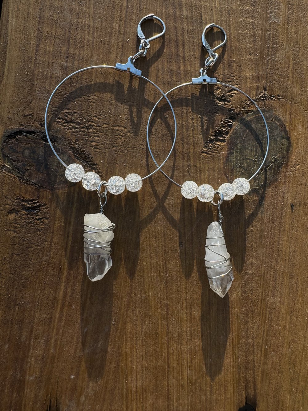 Image of "Clarity" Earrings w/ Clear & Crackle Quartz