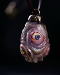 Image 2 of Egg of the King pendant, leather cord, brass hardware, all seeing eyes OOAK, one of a kind 