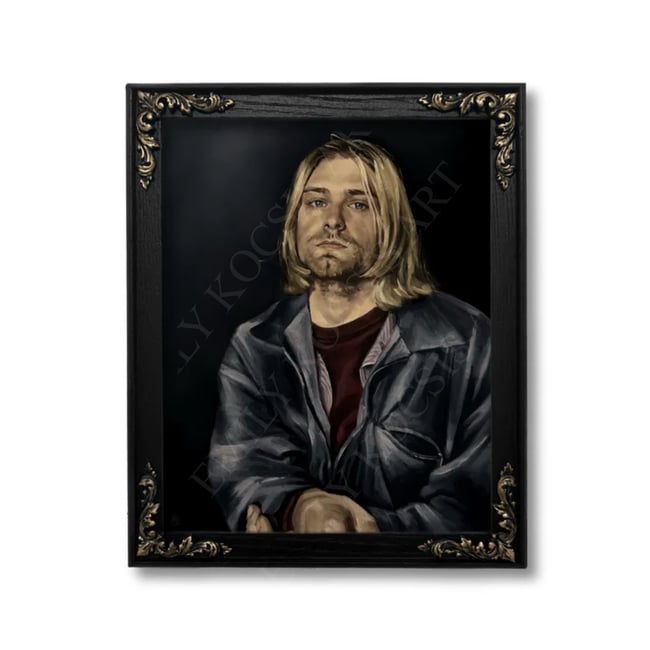 Original Painting Print // ‘Kurt Cobain’ 90s Nirvana Portrait in Oil