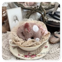 Image 2 of Handmade victorian plum flat elephant with "button wheels"