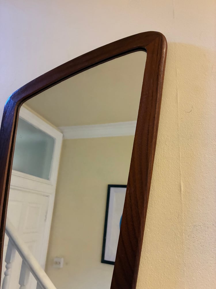 Image of Asymmetric Mid Century Teak Mirror