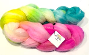 Targhee/ Bamboo/Tussah Silk 🍬” Skittles”