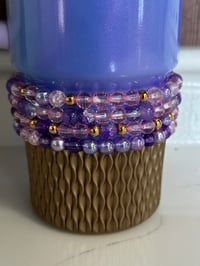 Image 3 of Glinda Inspired Pink & Purple Tumbler Bracelet Stack | Wizard-Inspired Cup Charm Set