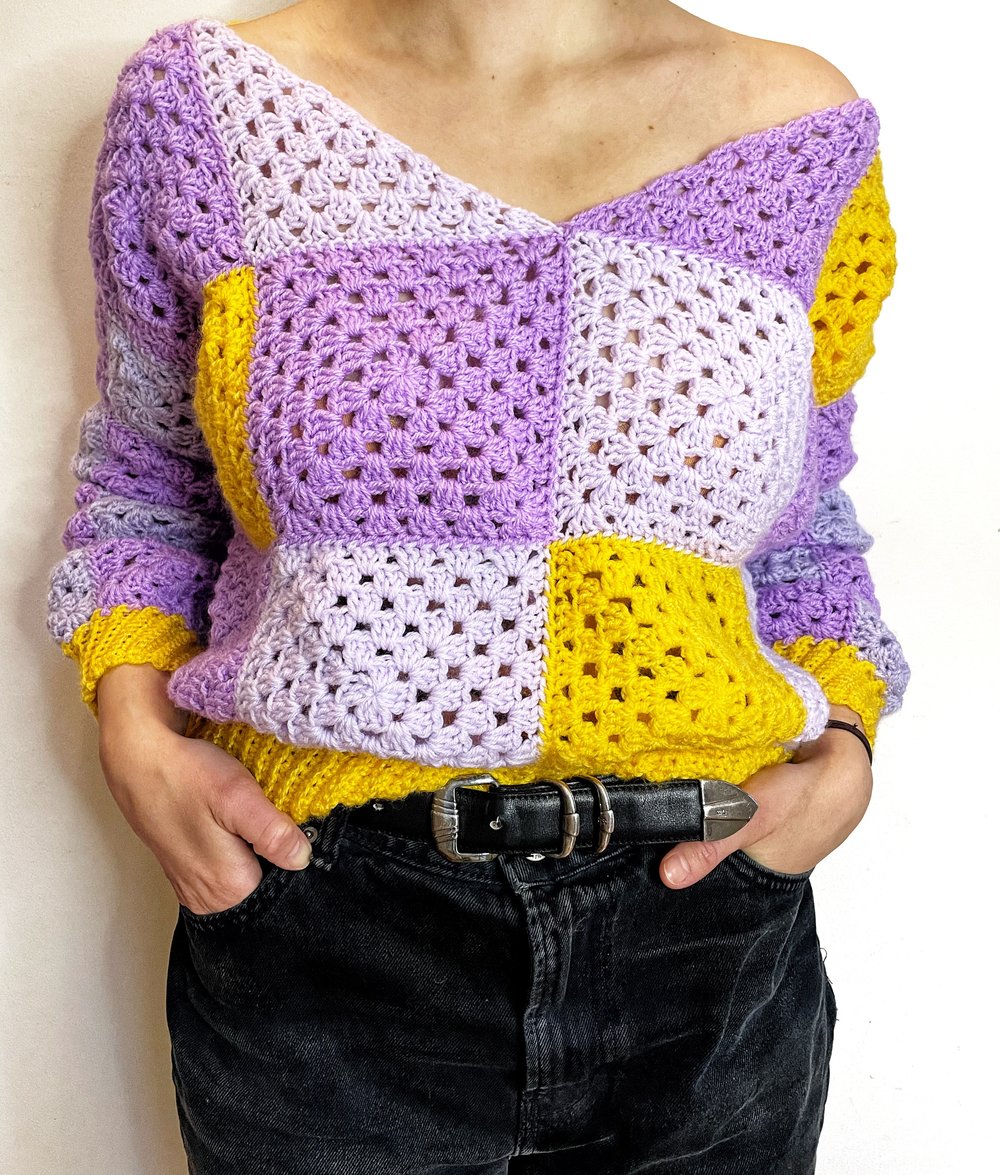 LILAC Granny Square Sweater