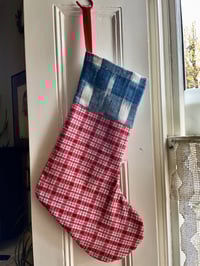 Image 10 of Vintage French Gingham & Ikat Stocking