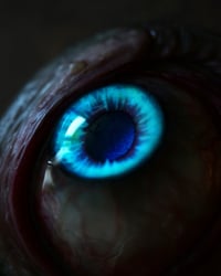 Image 2 of Custom Swappable Phone Grip for smartphones, bright blue reflective pupil, glow in the dark 