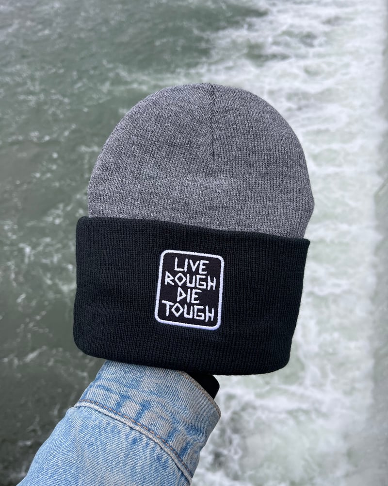 Image of Oxford / Black “Scratch Patch” Beanie