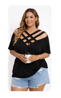 Image 2 of New 4X SHEIN Curve Black Top #415*8