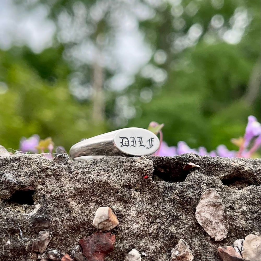 “Daddy” DILF Sterling Silver Rhodium Plated Signet Ring 