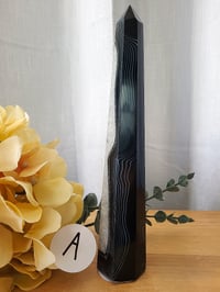 Image 5 of 8" Black Onyx Agate Tower Natural Healing Crystal 2 Styles