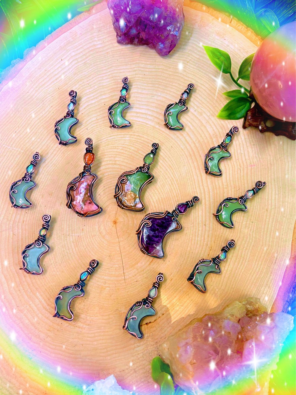 Jade + Opal Mini Moon Pendantz 