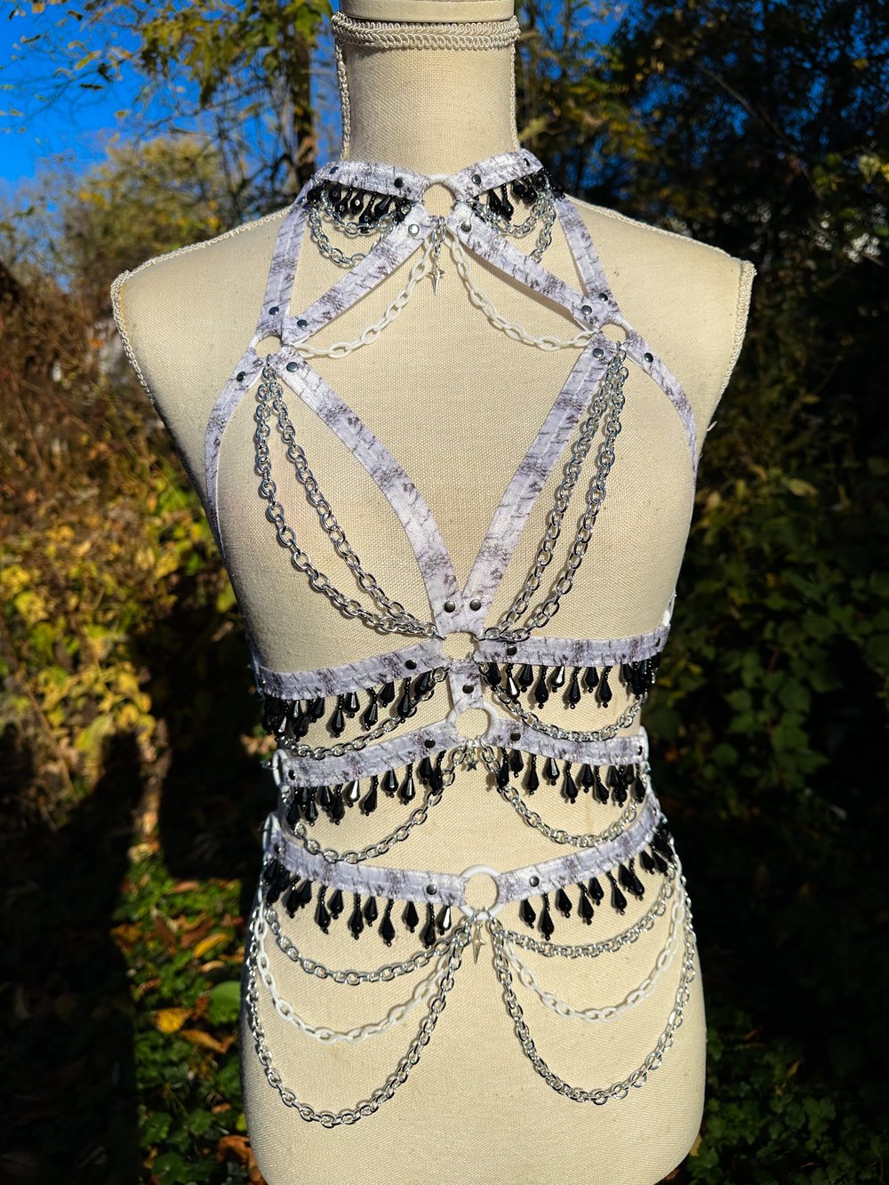 White Marble Elastic Harness Set