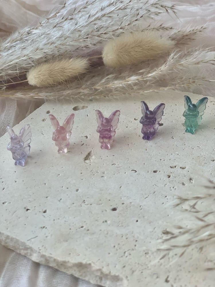Image of Mini Rainbow Fluorite Fairy Carvings (intuitively selected)