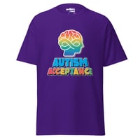 Image 5 of Unisex classic tee Autism Acceptance infinity brain colorful back autism facts for person behind 