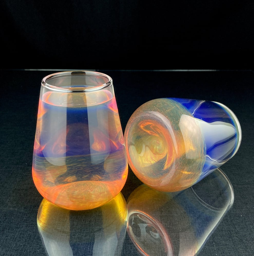 Image of Frit Tumbler - Double Amber Purple set no.1