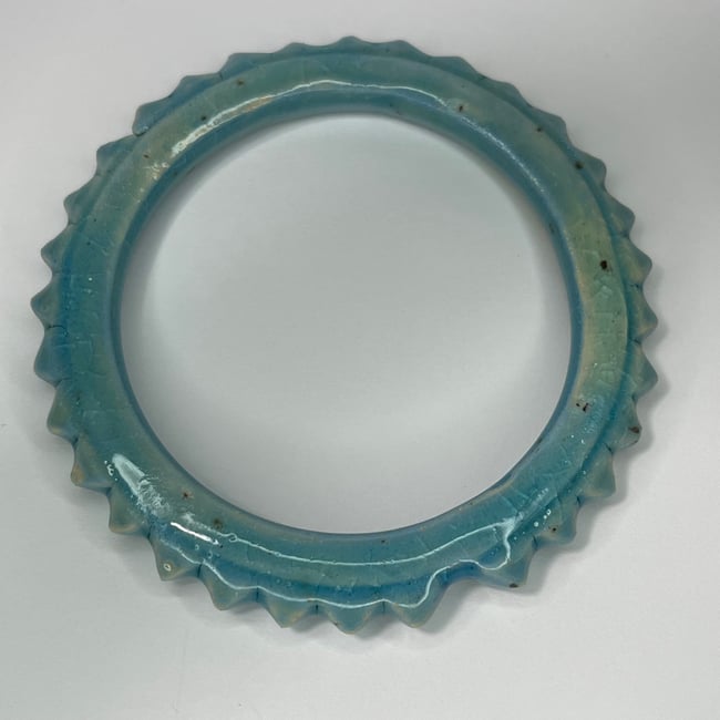 Blue Crackle Stud Bracelet - 7.75 in Inner Diameter