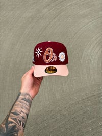 Image 2 of PHOTOSYNTHESIS MAROON PEACH BALTIMORE ORIOLES CUSTOM FITTED CAP