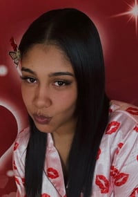 Image 4 of Silver Red Roses Butterfly Claw Clip 