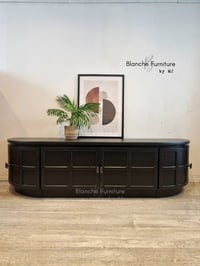 Image 3 of Long Curved Nathan Sideboard in Black with Antique Bronze Handles