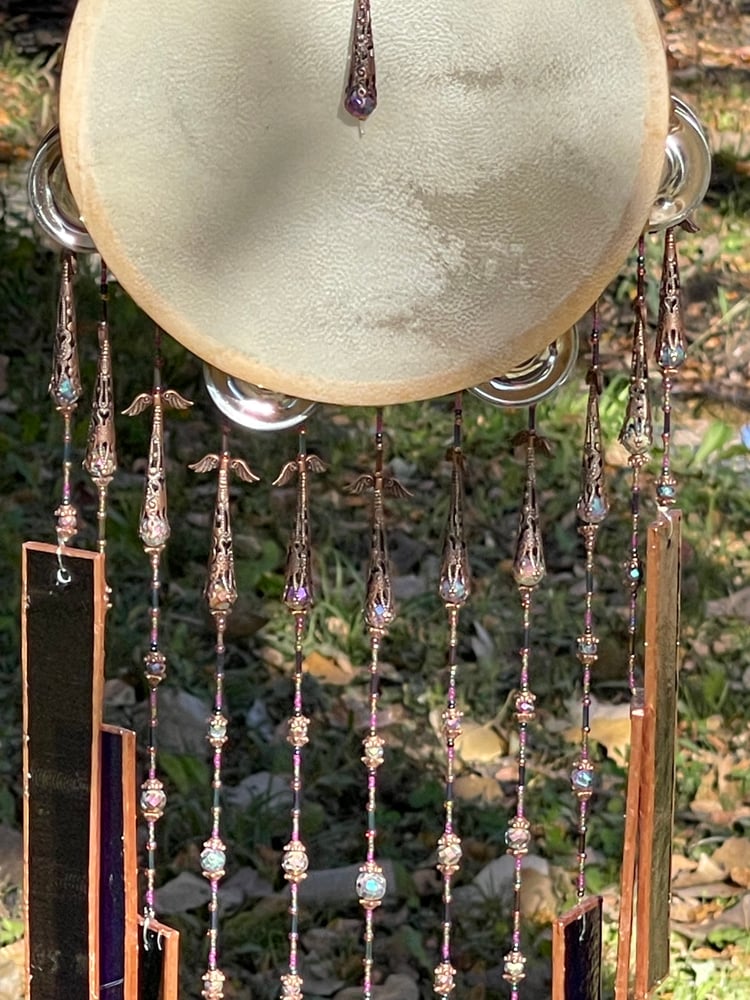 Image of Tamborine Stained Glass Chimes -Multicolored 