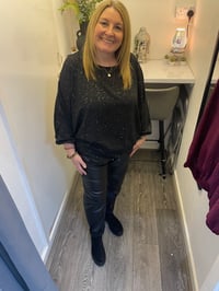 Image 3 of METALLIC GLITTER BATWING BLOUSE